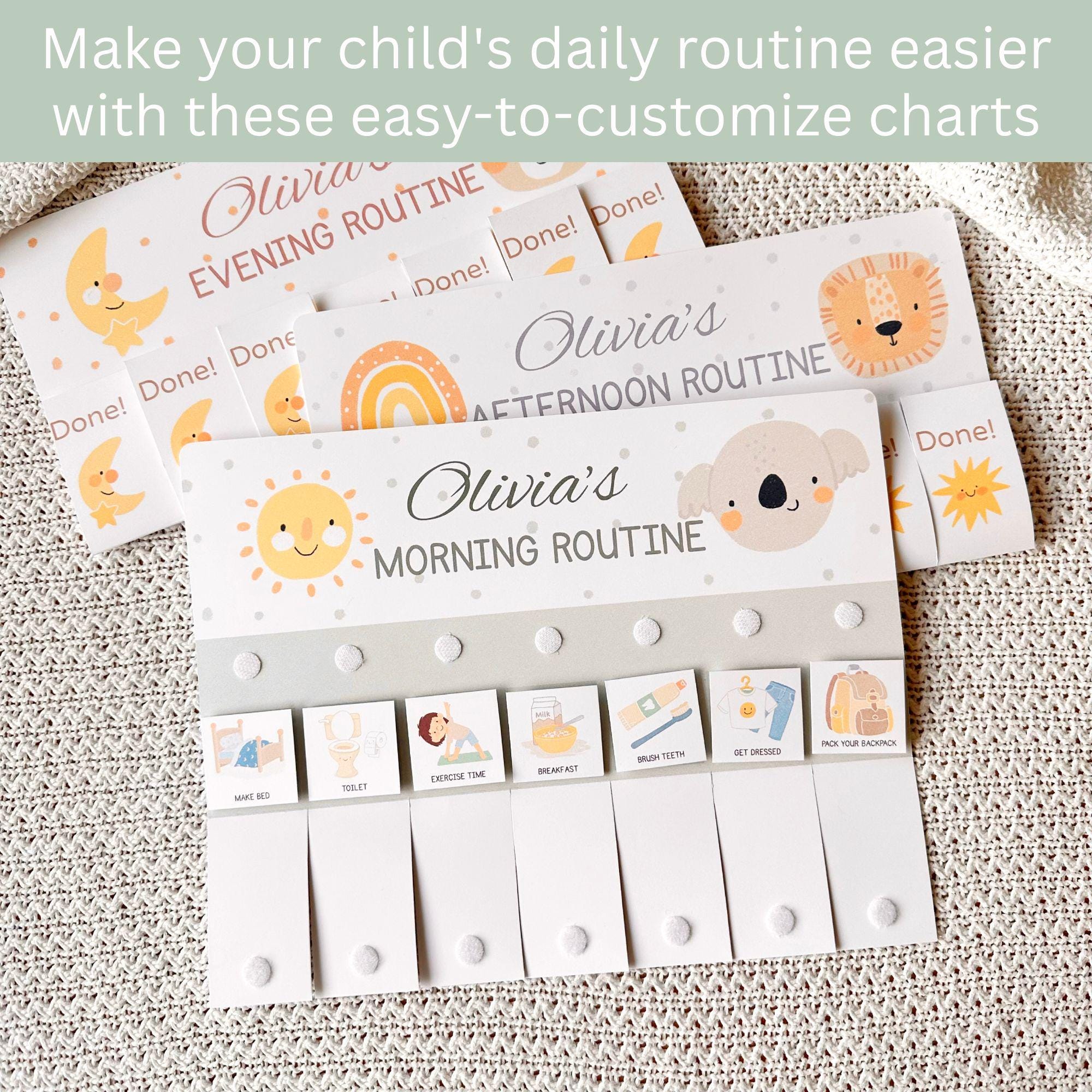 File Folder Routine Chart Kids Editable Routine Flip Chart Daily Chore Chart for Kids Morning ...