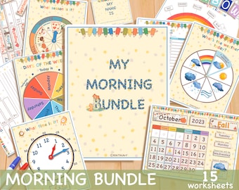 Busy Book - My Morning Bundle, Circle Time Printable Preschool Curriculum, Homeschool Preschool Worksheets, Learning Folder
