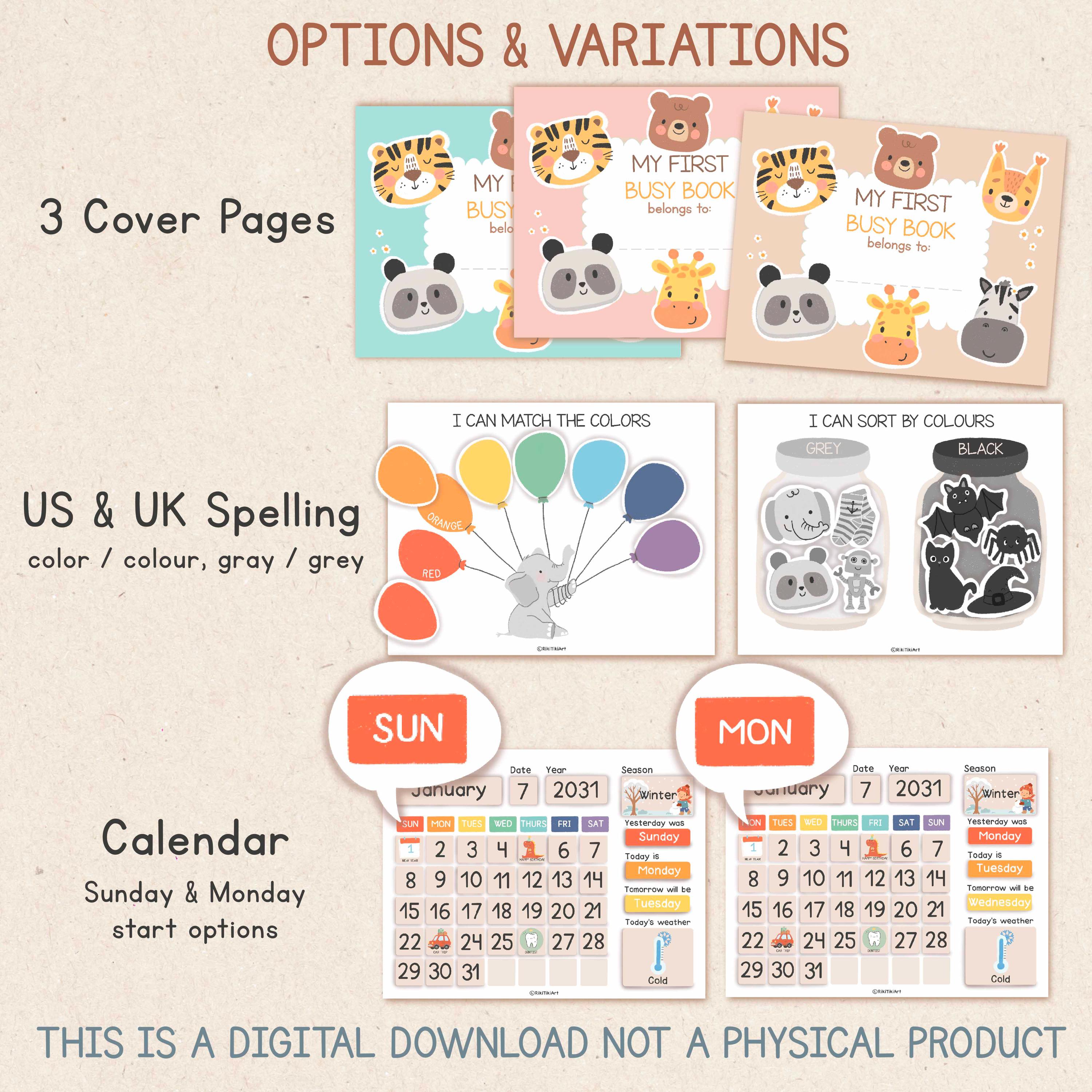 Toddler Busy Book Printable – Preschool Learning Binder, Montessori ...