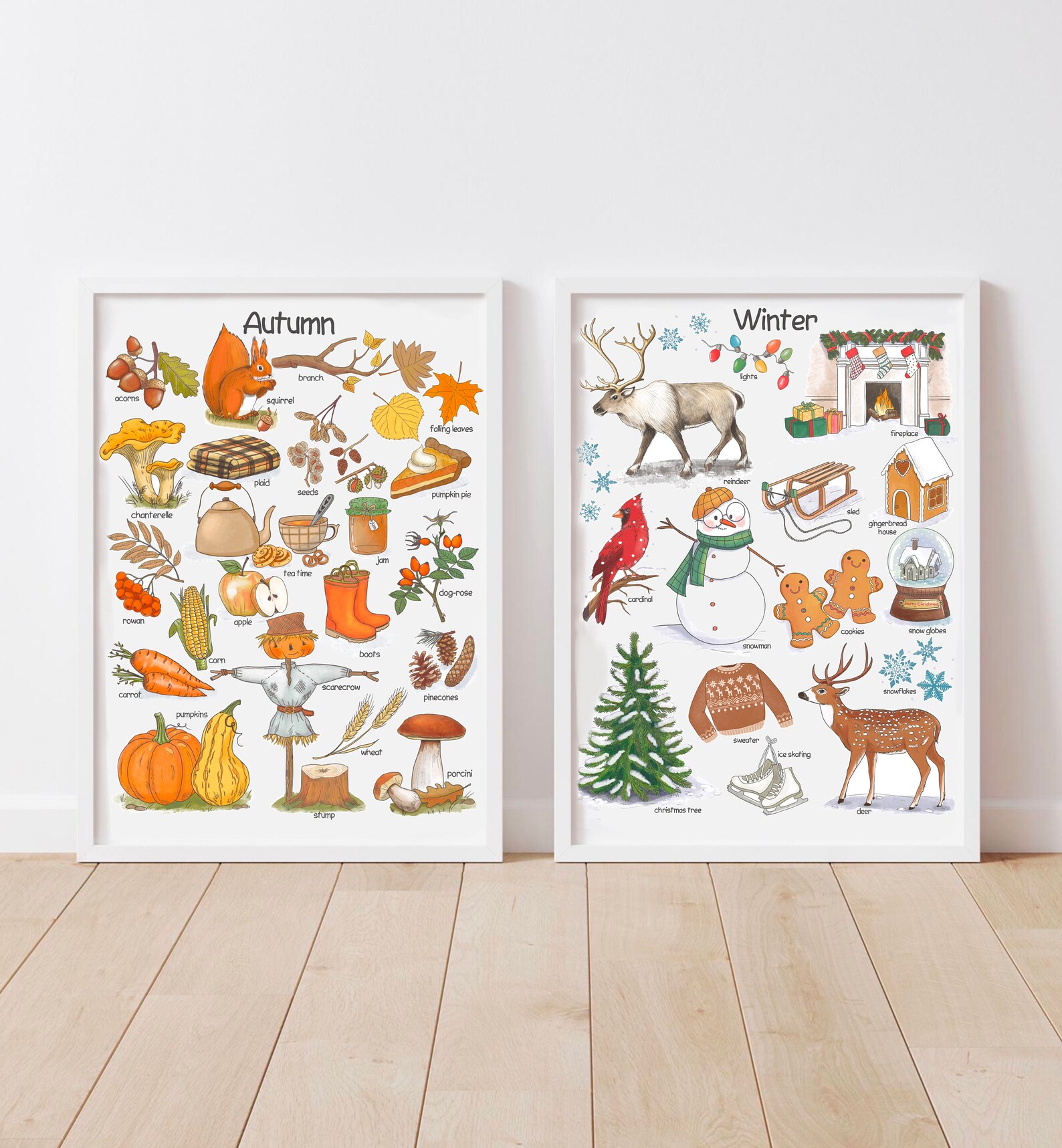 Four Seasons Printable Wall Art Downloadable Prints Watercolor - Etsy