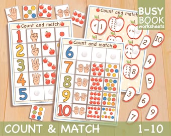 Montessori Math Count and Match Activity Printable Preschool Worksheets Homeschool Kindergarten Preschool Curriculum