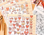 Valentines Day I SPY Color and B&W Versions, Printable Valentines Activity Preschool Valentines Game Fun I SPY Printable Activity for Kids