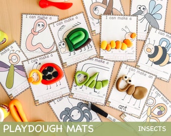 Insects Play Dough Mats Summer Theme Playdough Mats Bug Montessori Printable Play Doh Visual Cards Homeschool Toddler Printable Activities