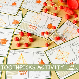Tandenstokers en Play Doh 3D-vormen activiteitenspel voor peuters Speel deeg Feestactiviteiten Afdrukbare leermiddelen voor kinderen