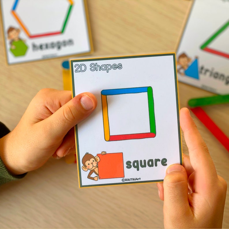 Popsicle Sticks Formen Aktivitätsspiel für Kleinkinder Montessori druckbare Aktivitäten Vorschule Ausdrucke für Kinder Homeschool Ressourcen Bild 8