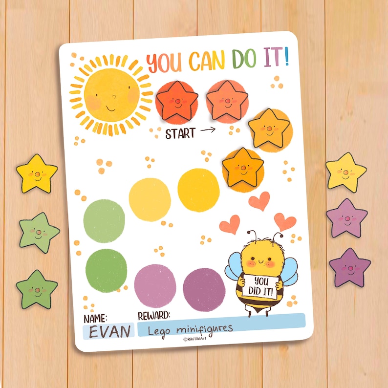 Kids Reward Chart Printable Behavior Chart Rainbow Chore Chart for Kids ...