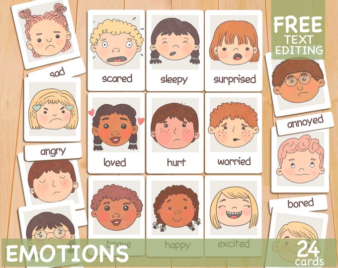Printable Coloring Feeling Emotions Flashcards For Kids