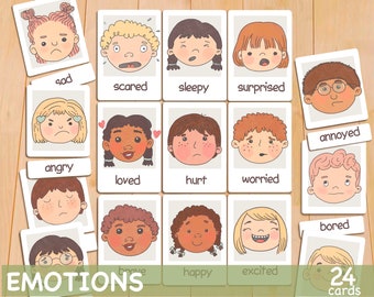 Emotions Flashcards Montessori Printable Learning Resources Toddler Flash Cards Feelings Flashcards Emotion Cards Homeschool Activity