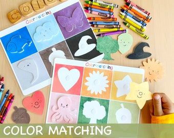 Matching Colors Activity Based on Shapes Montessori Color Sorting Printable Worksheets