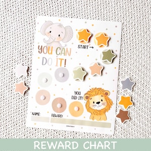 Kids Rewards Chart Safari Animals Behavior Chart Printable Toddler Chore Chart Potty Training Stickers Chart ADHD Incentive Chart for Kids