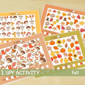 Fall I Spy Game for Toddler I Spy Printable Activities Fall Autumn Preschool Worksheets Kindergarten Pre-K Quiet Time Activity For Kids