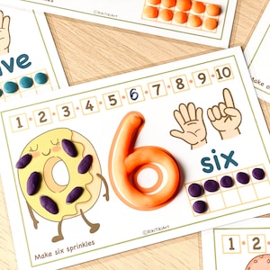 Preschool Printables Numbers 1-10 Play Doh Mats Toddler Activities, Montessori Materials Practice for Homeschool Pre-K Kindergarten image 6