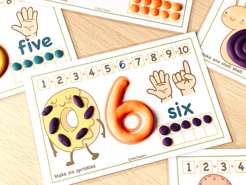Preschool Printables Numbers 1-10 Play Doh Mats Toddler Activities, Montessori Materials Practice for Homeschool Pre-K Kindergarten image 6