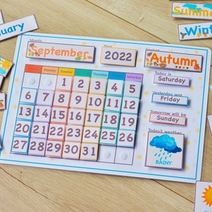 White Perpetual Calendar Kids Calendar Printable Classroom - Etsy