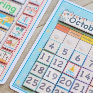 Montessori Calendar, Kids Calendar Board, Preschool Curriculum Homeschool, Perpetual Calendar Weather Seasons Numbers image 7