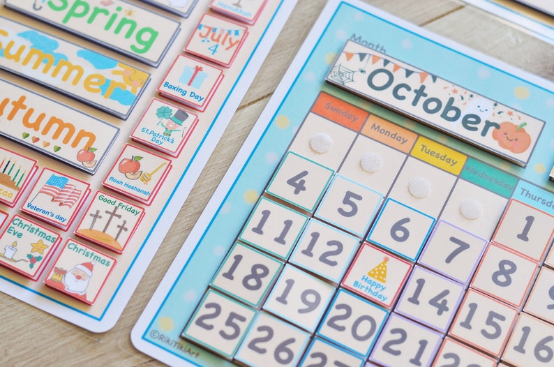 Montessori Calendar, Kids Calendar Board, Preschool Curriculum Homeschool, Perpetual Calendar Weather Seasons Numbers image 7