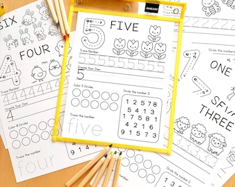 Feuilles de calcul pour le repérage des nombres préscolaires | Pratique de l'écriture numérique | 1-10 Activités de recherche | Feuille de travail imprimable pour l'école à la maison, préscolaire, maternelle