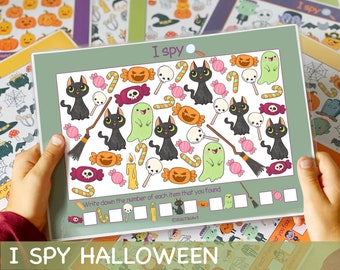 Halloween I Spy Game for Toddler Preschool Worksheets Halloween Printable Activities Kindergarten Pre-K Quiet Time Activity For Kids