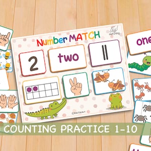 Montessori Zählaktivität für Kleinkinder Number Match Praxis 1 bis 10 Lernressourcen Vorschulkindergarten Arbeitsblätter Homeschooling