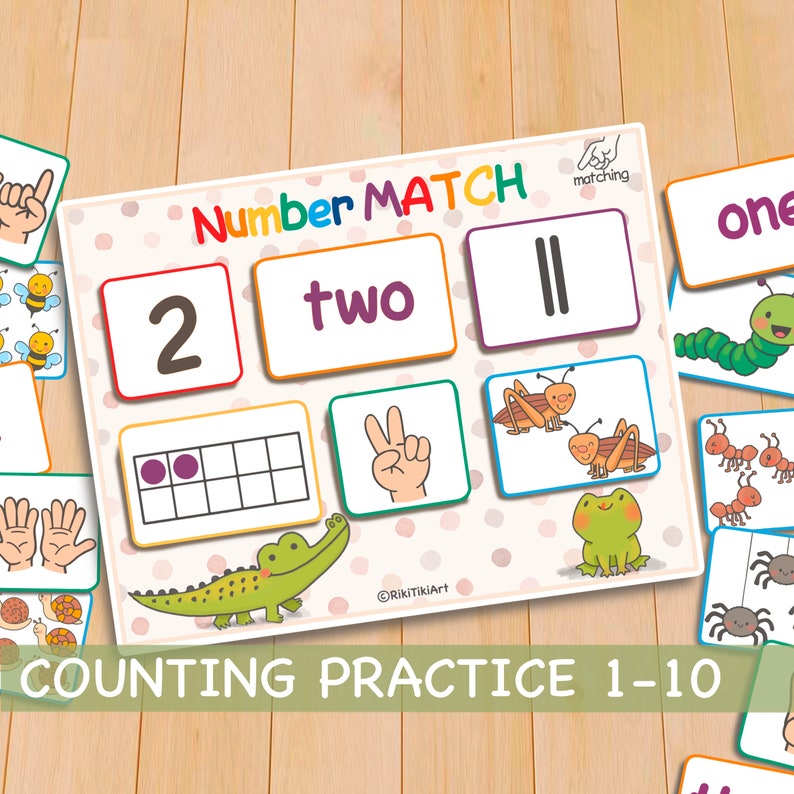 Montessori-telactiviteit voor peuters Oefen met nummervergelijking 1 tot 10 Leermiddelen Kleuterschool Werkbladen Thuisonderwijs afbeelding 1