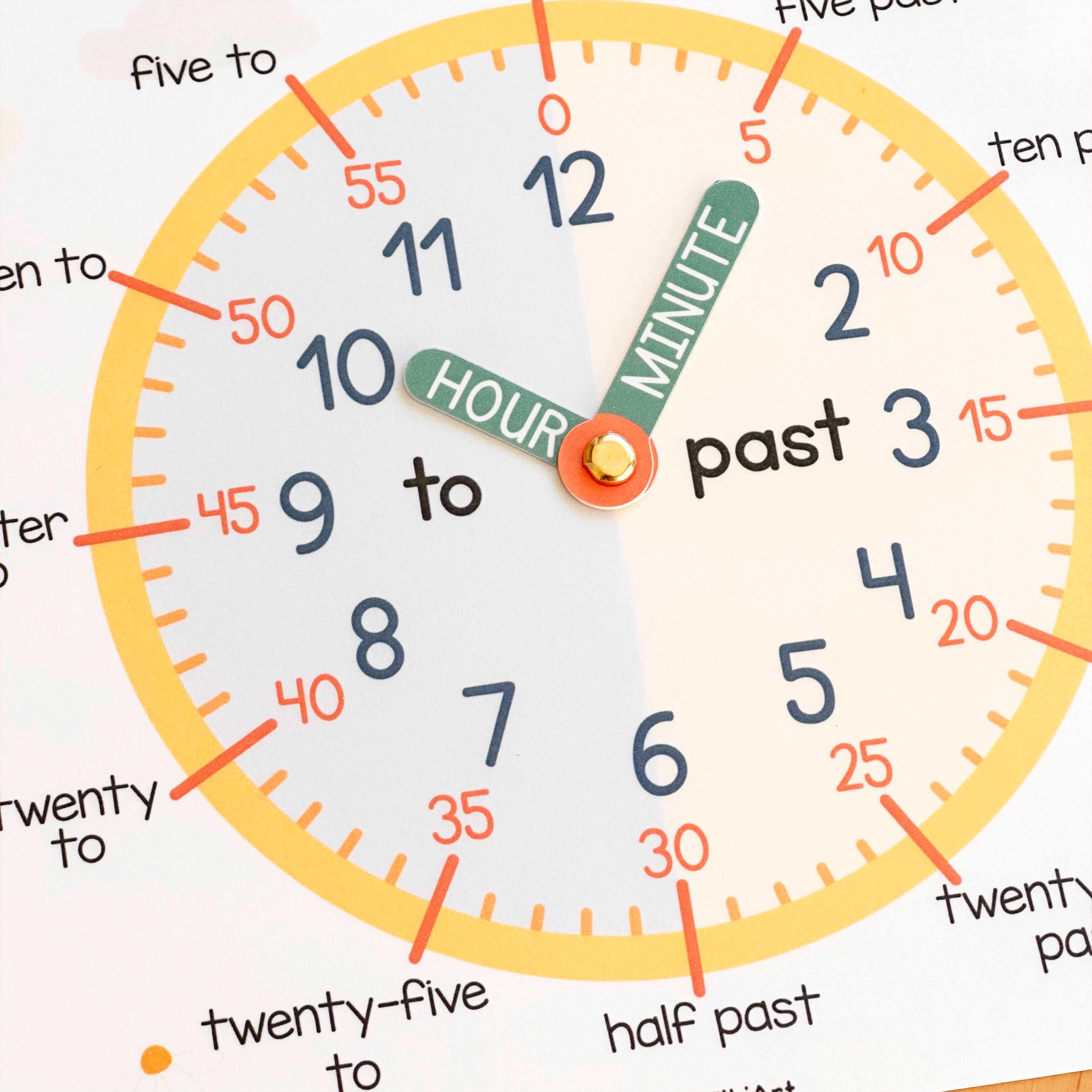Telling Time Activity for Kids, Montessori Learning Time Clock ...