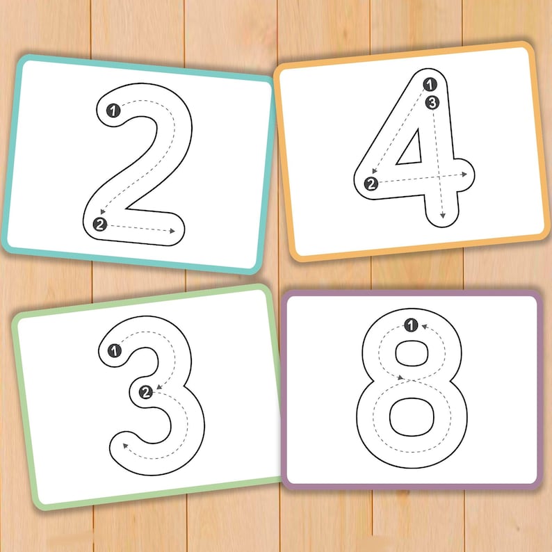 Number Tracing Cards 1-100 Printable Handwriting Practice Preschool Worksheets Learning Number Flash Cards Math Preschool Printables image 2