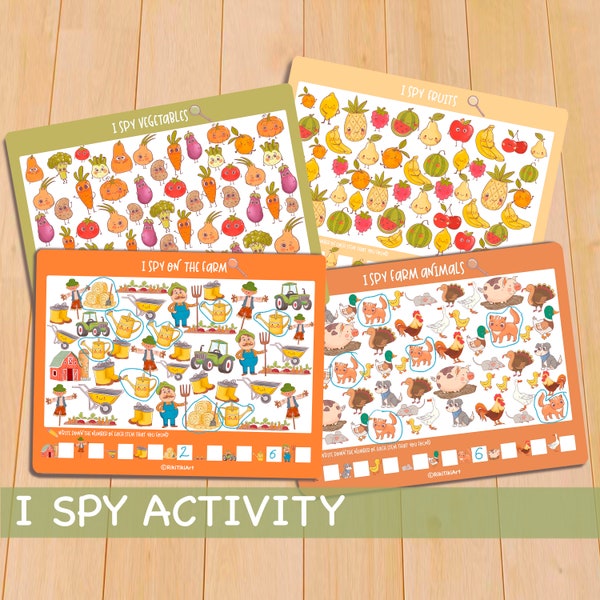 Farm I Spy Game Printable Quiet Time Activity For Kids Toddler Printables Preschool Kindergarten Pre-k Homeschool Activity Quiet Book Page