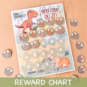 Dinosaurier Belohnungstabelle für Kinder Druckbare Verhaltenstabelle für Kleinkinder Dinosaurier Aufgabentabelle für Kinder Ziele Tracker Vorschule To Do Liste