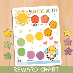 Kinder Belohnungstabelle druckbare Verhaltenstabelle Regenbogen Chore Chart für Kinder ADHS Kleinkind Belohnungstabelle Bunte tägliche gute Behaviour Chart