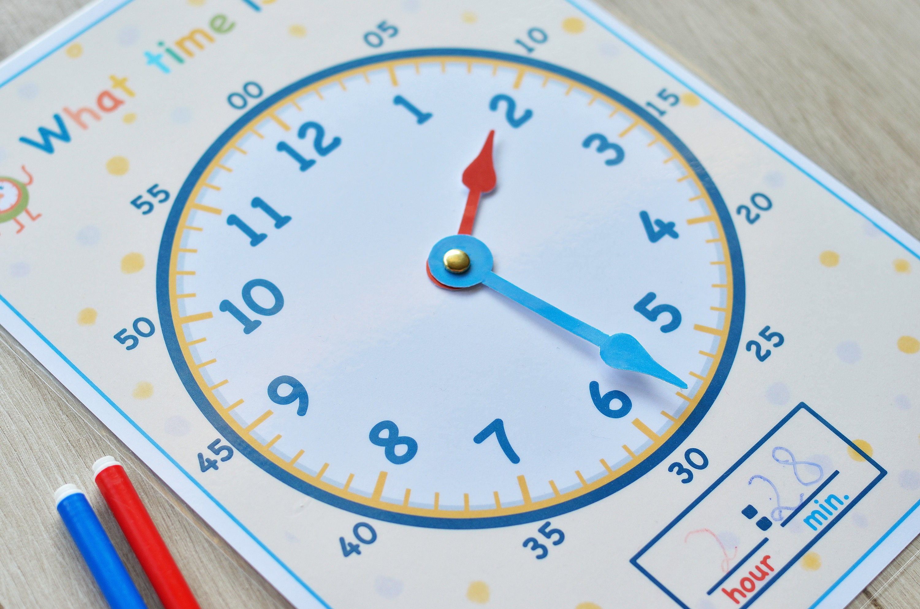 Kids Printable Clock Printable Preschool Montessori | Etsy