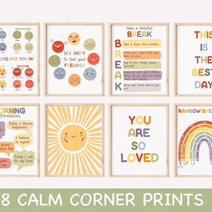 School Counseling Posters Calm Down Corner Downloadable Prints Social Worker Office Decor Self Regulation Skills Classroom Calming Wall Art