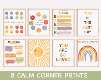 School Counseling Posters Calm Down Corner Downloadable Prints Social Worker Office Decor Self Regulation Skills Classroom Calming Wall Art