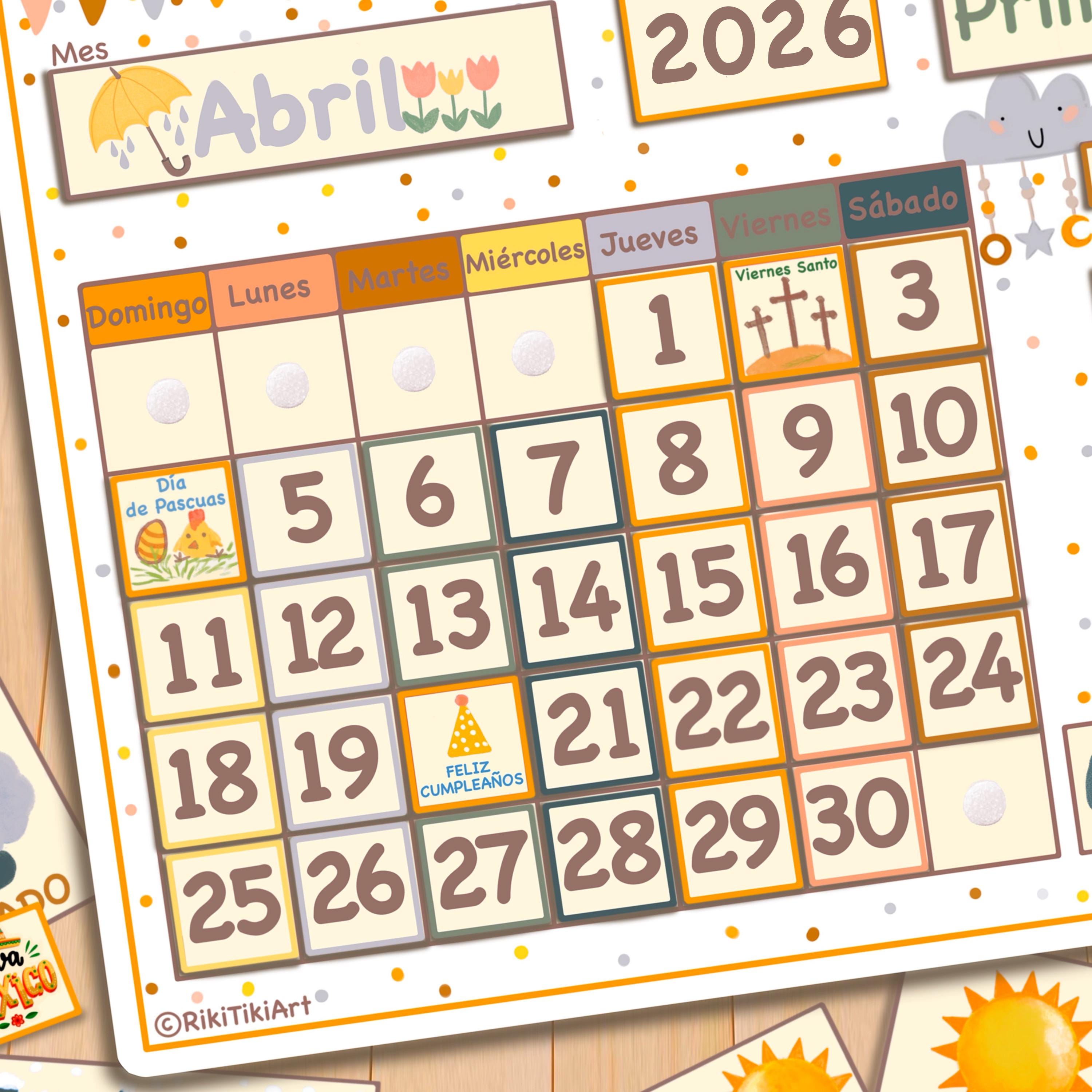 Spanish Calendar for Kids Printable Perpetual Calendar for Toddlers ...