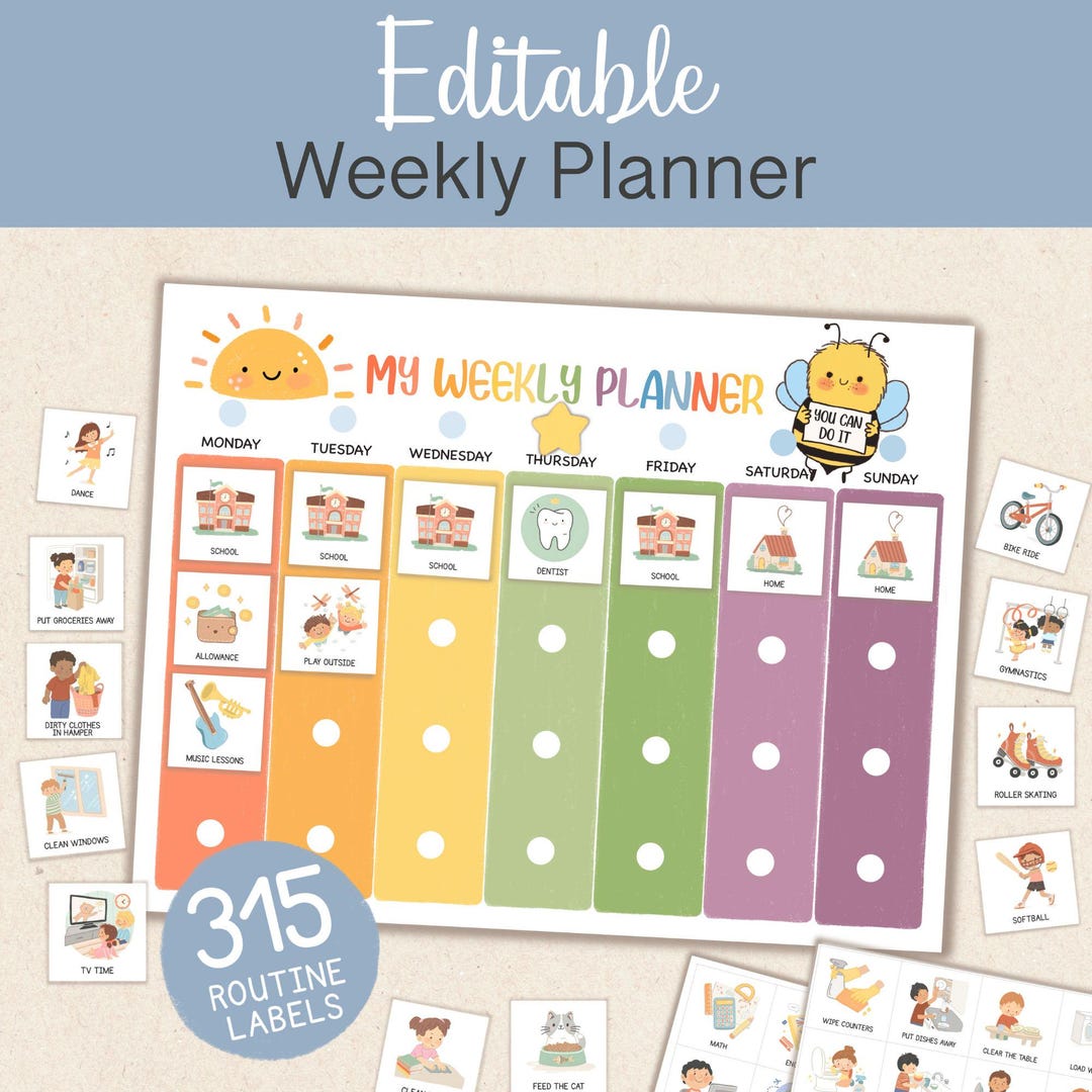 Toddlers to Do List Weekly Planner With Cards Daily Chore Chart for ...