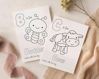 Alphabet Coloring Baby Shower Activity ABC Coloring Pages Activity Game Baby's First Alphabet Book Guest Book Keepsake