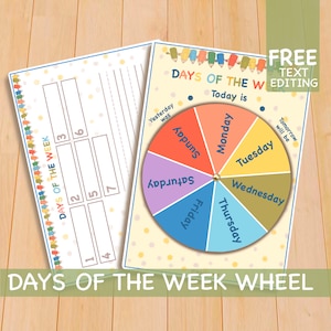 Kalender der Wochentage, druckbarer Montessori-Kalender, Aktivitäten für Kleinkinder - Klassenzimmerkalender