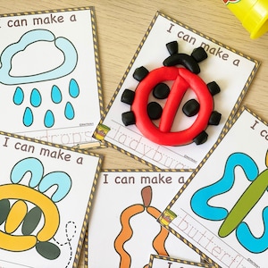 Nature Play Doh Mats Visual Cards, Fine Motor Skills Activity Printable Play Dough Toddler Homeschool Montessori Materials Kindergarten image 7