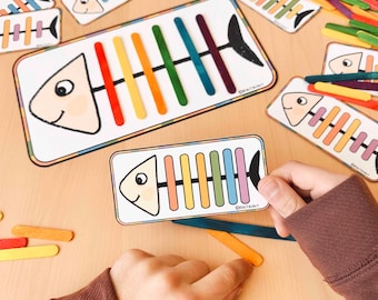 Popsicle Sticks Farbsortierung Aktivität Printable Homeschool Kleinkind Aktivität Feinmotorik Zuordnen Spiel Montessori Vorschule Printables