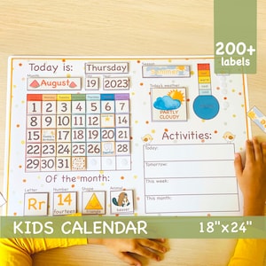 18x24 Kids Calendar Perpetual Classroom Calendar Homeschool Playroom Wall Decor Educational Nursery Wall Art Montessori Wall Calendar