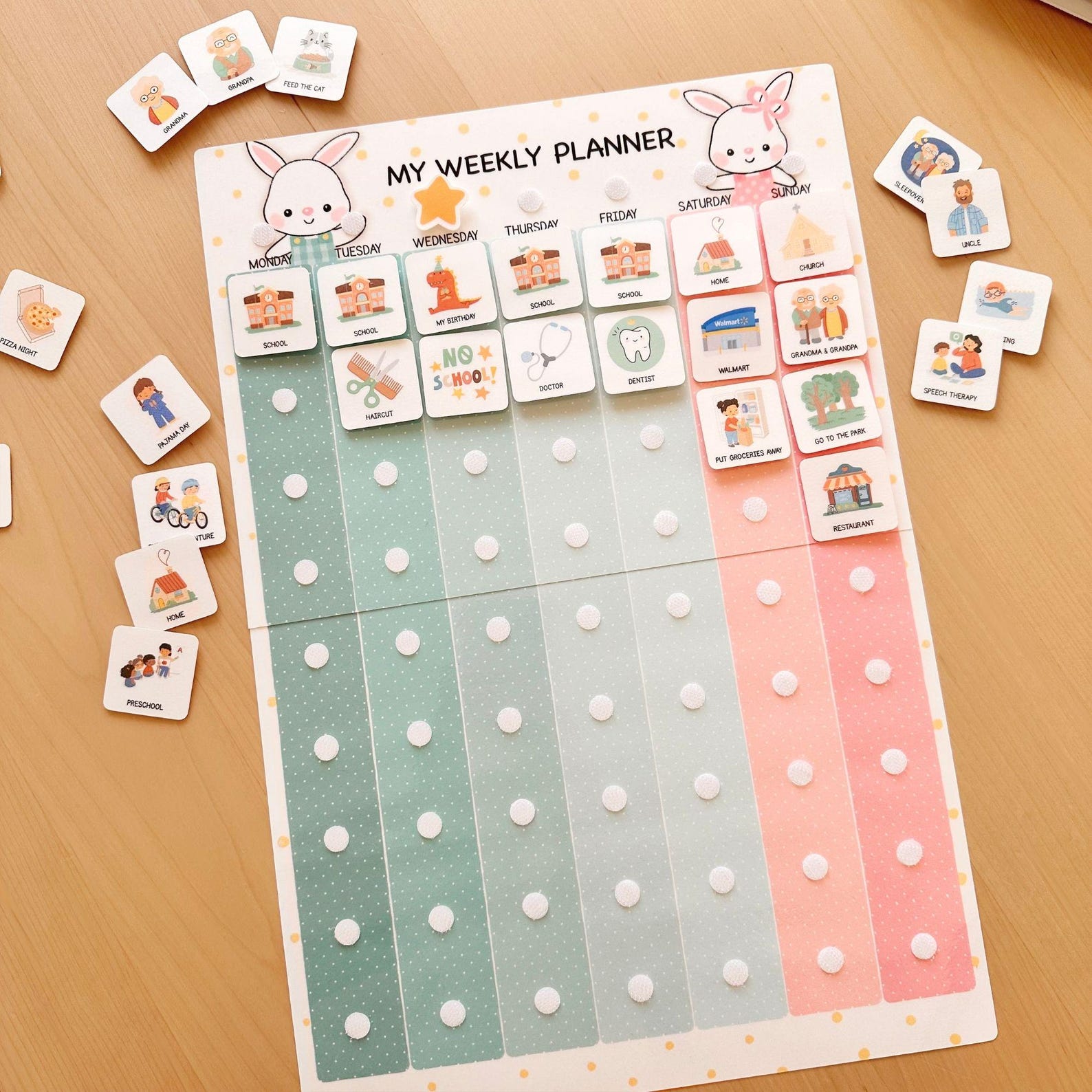 Editable Weekly Routine Chart for Kids Visual Schedule Planner - Etsy ...