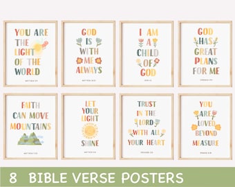Boho Bible Verse Posters: Christian Nursery Decor (Set of 8) (Digital Download)