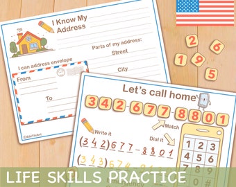 Phone Number and Address Preschool Curriculum, Printable Toddler Activities, Kindergarten Homeschool Learning Resources Preschool Printables