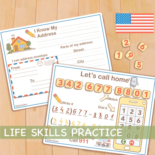 Phone Number and Address Preschool Curriculum, Printable Toddler Activities, Kindergarten Homeschool Learning Resources Preschool Printables