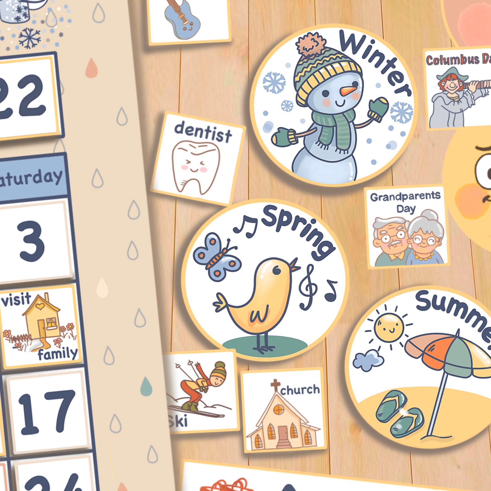 Perpetual Kids Calendar Printable Montessori Homeschool - Etsy