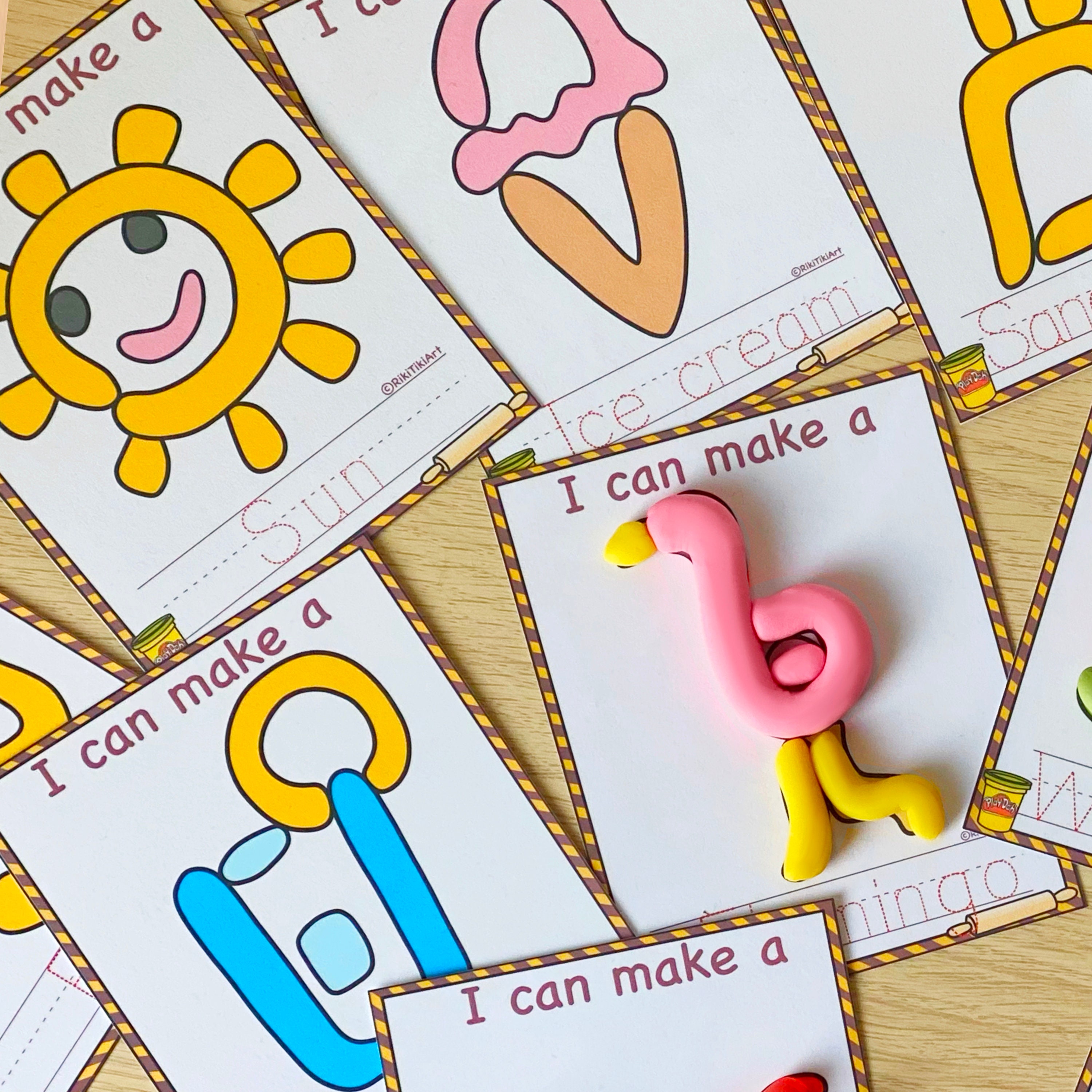Summer Play Dough Mats Fine Motor Skills Visual Cards Play Doh Mats ...