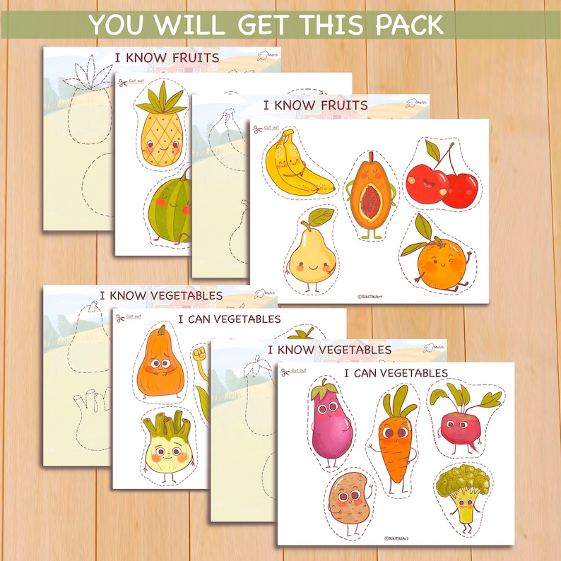 Fruits and Vegetables Matching Game Educational Sorting Etsy