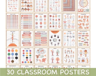 30 Classroom Posters Educational Wall Art Printable Playroom Wall Decor Preschool Learning Posters Nursery Prints Montessori Wall Art