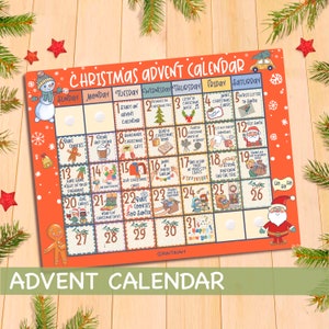 Printable Advent Calendar Numbers DIY Christmas Countdown, Family Personalized Сalendar