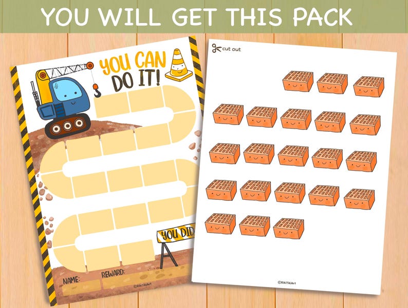 Construction Reward Chart Printable Boys Behavior Chart Construction ...