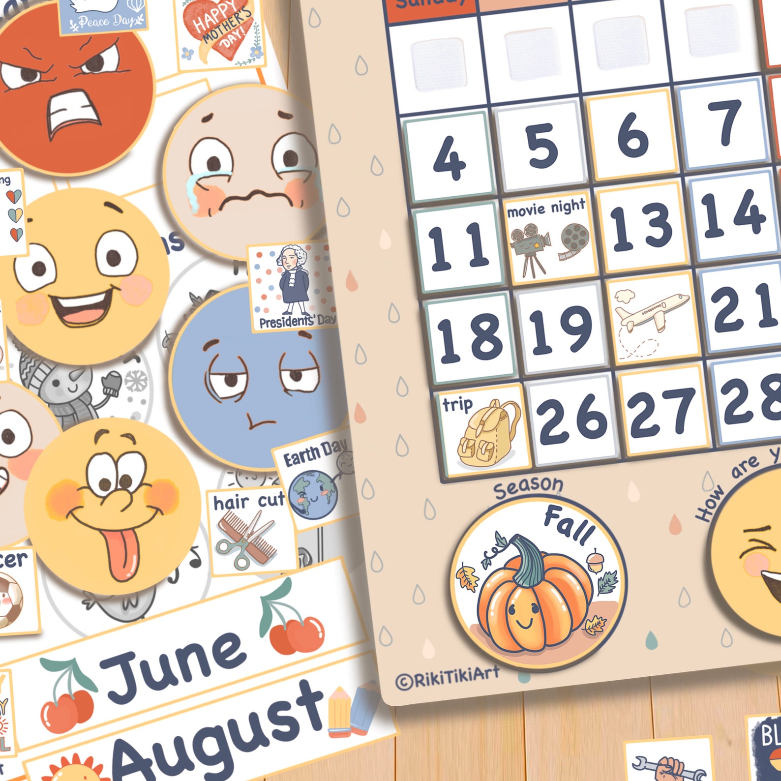 Perpetual Kids Calendar Printable Montessori Homeschool - Etsy